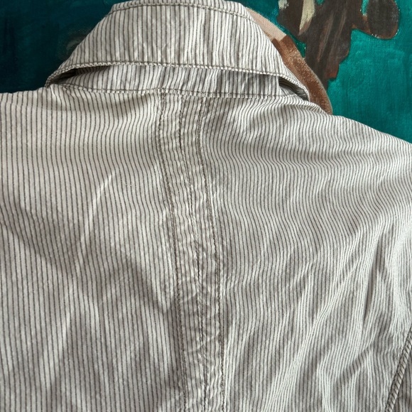 Sandwhich Stylish Boho Pinstripe White Jean Jacket 36 - Picture 7 of 16